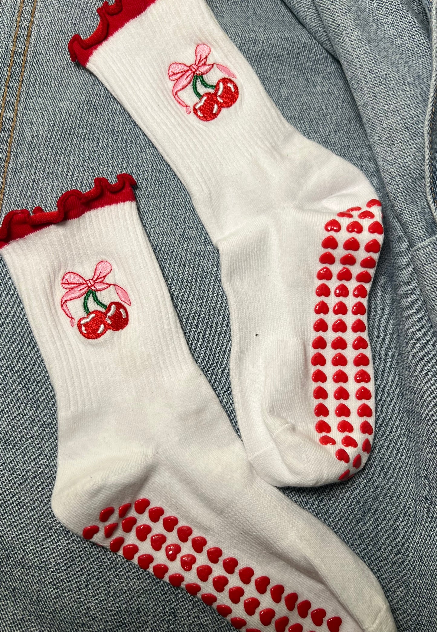 Pilates cherry socks