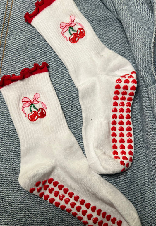Pilates cherry socks