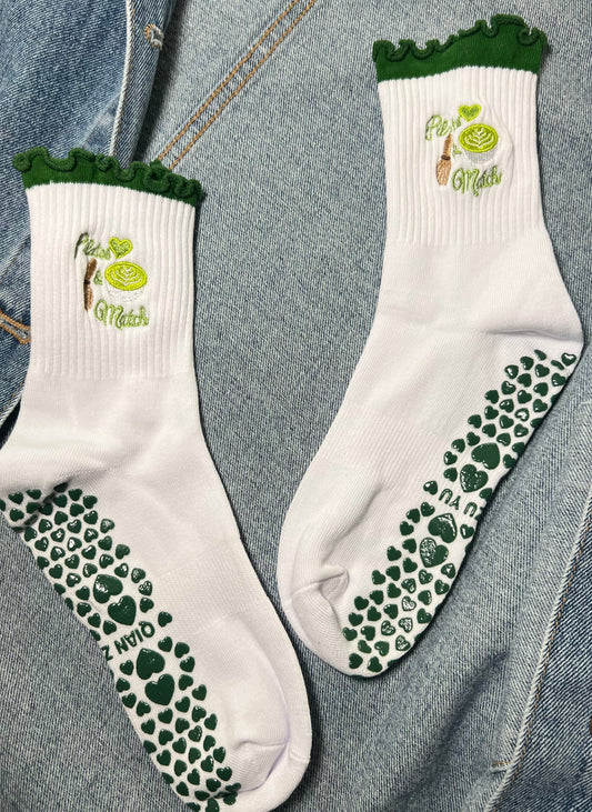 Pilates matcha socks